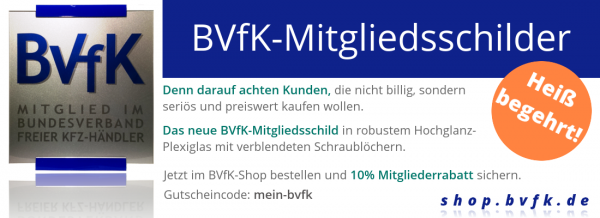 Jetzt BVfK-Mitgliedsschild unter shop.bvfk.de bestellen und 10% Mitgliederrabatt erhalten.