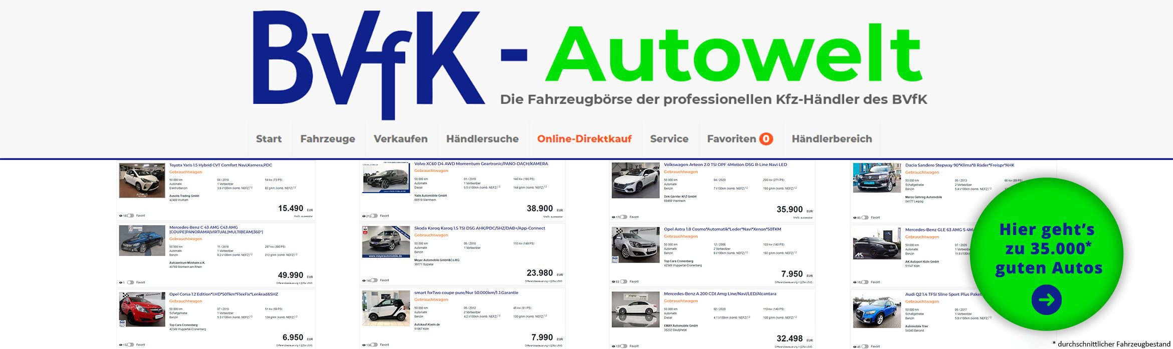 Online-Kauf – Neue Funktion in der BVfK-Autowelt BVfk-Autowelt, Kfz-Börse, BVfK-Händler, Kfz-Händler, Bundesverband freier Kfz-Händler