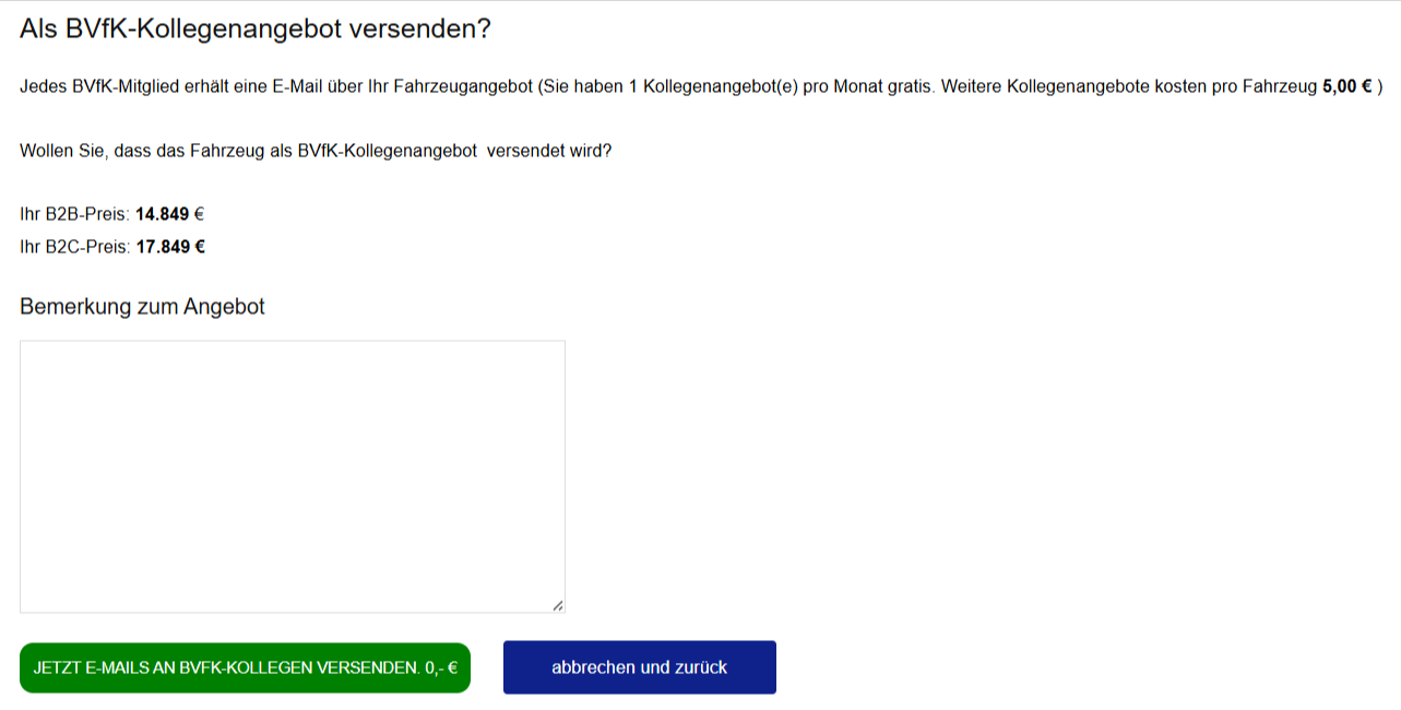 Kollegenangebot versenden